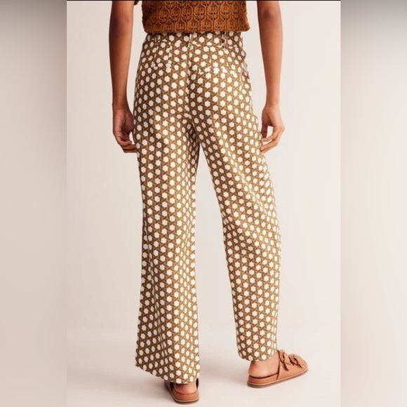 Boden Westbourne Linen Wide Leg Pant | Honeycomb Pattern | 2P - Picture 4 of 13